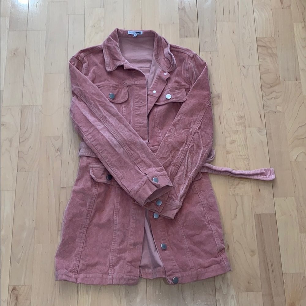 Pink corduroy mini dress